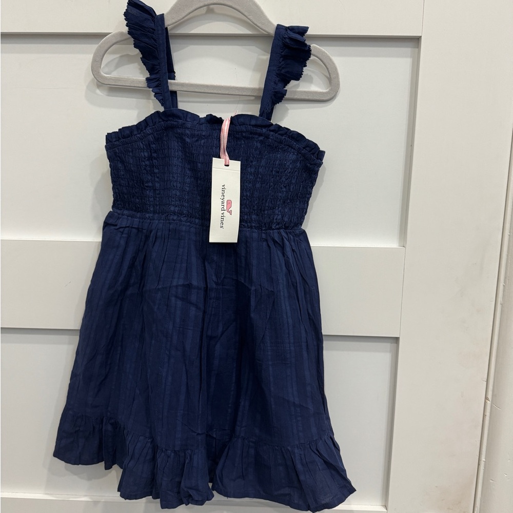 Vineyard Vines Dark Blue Ruffle Strap Dress